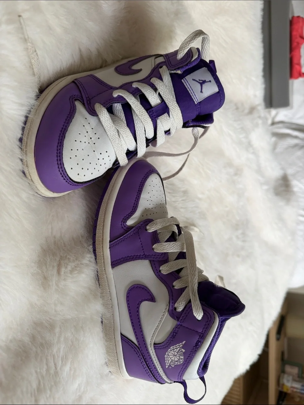Jordan Kids Purple and White High-Top Sneakers